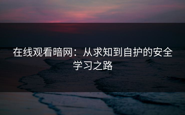在线观看暗网：从求知到自护的安全学习之路