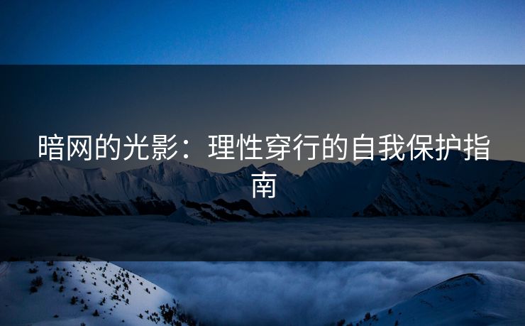 暗网的光影：理性穿行的自我保护指南