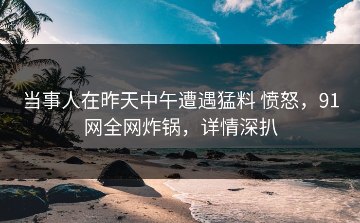 当事人在昨天中午遭遇猛料 愤怒，91网全网炸锅，详情深扒
