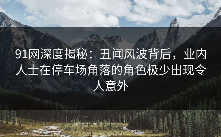 91网深度揭秘：丑闻风波背后，业内人士在停车场角落的角色极少出现令人意外