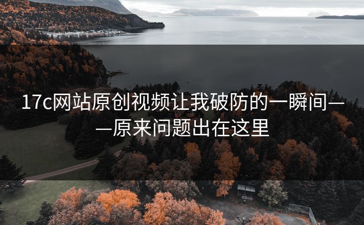 17c网站原创视频让我破防的一瞬间——原来问题出在这里
